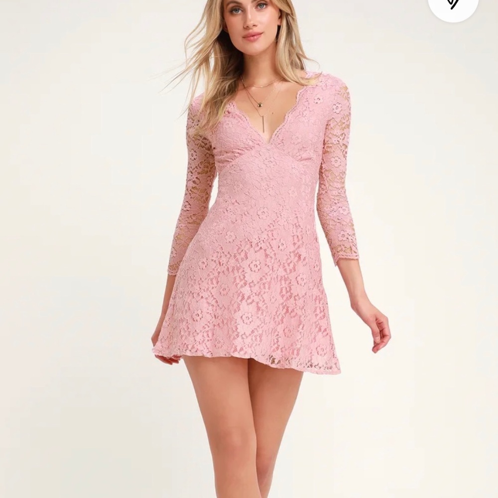 Brand New Lulu’s Three Quarter Sleeve Pink Mini Dress